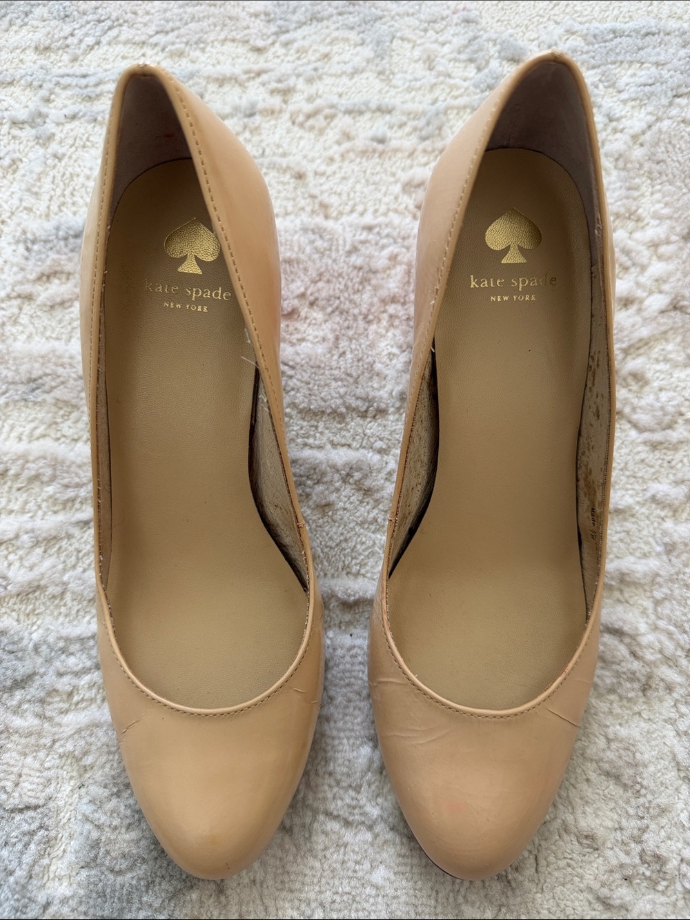 kate spade Beige Round-Toe Leather Pumps